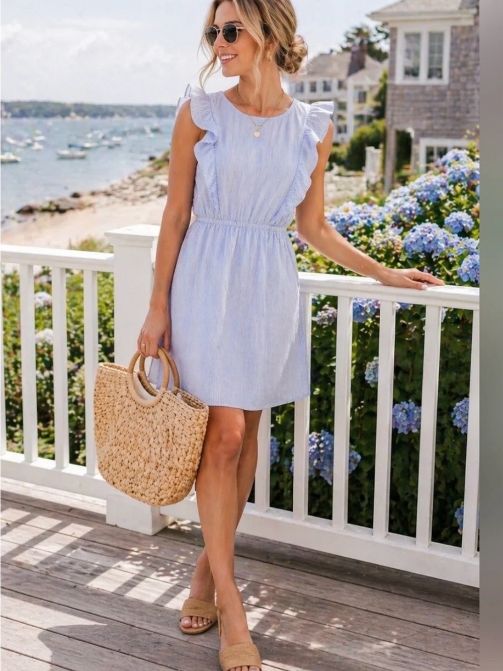 J.Crew Ruffle Trim Light Blue Dress